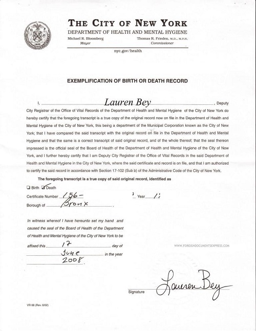 Death Certificates U S Apostille Services