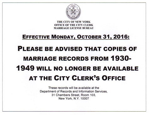 notice marriage bureau