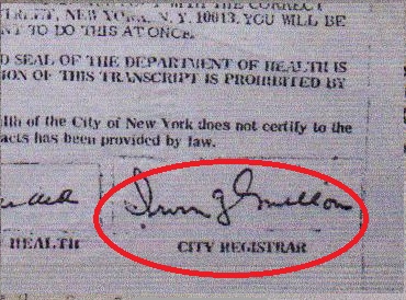 birth certificate new york city mellon signature