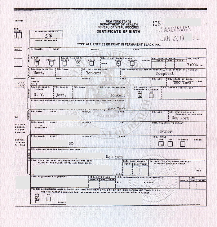 New York Birth Certificate Template