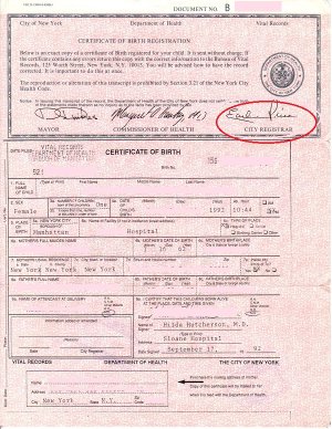 long form birth certificate signed by price for New York Apostiile