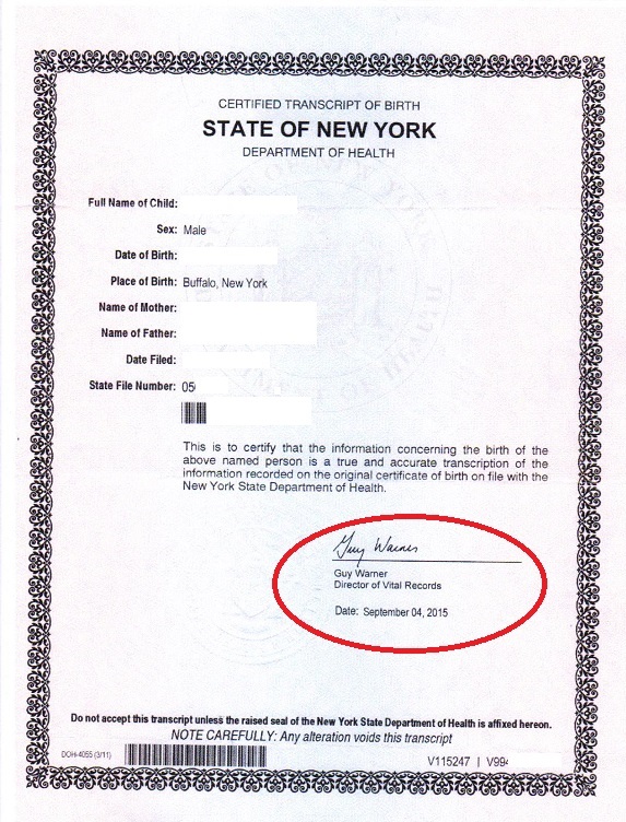 Ny Apostille For Birth Certificates And Certified Transcripts Of Birth Issued By Nys Department Of Health In Albany New York Apostille Services