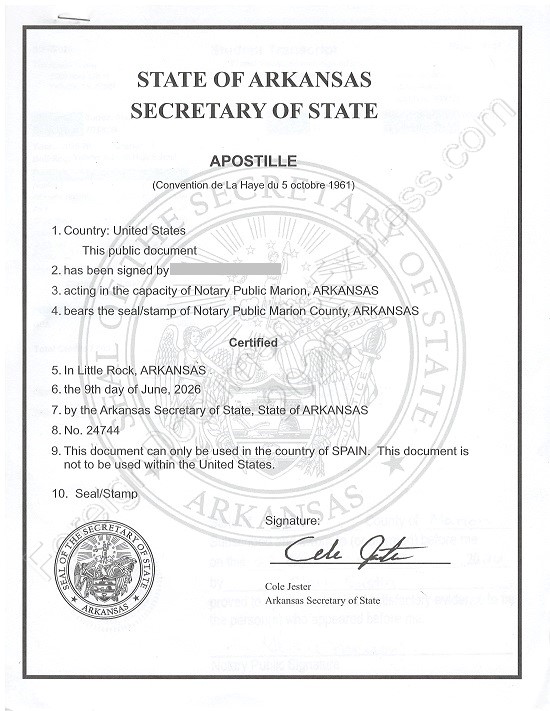 Arkansas apostille Apostille from Arkansas