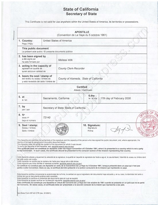 California Hague apostille 2026 California Hague apostille