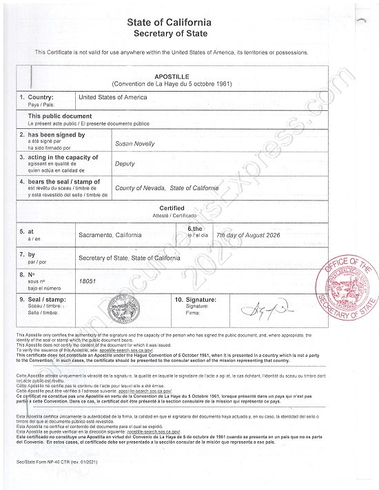 California Hague apostille 2026 California Hague apostille