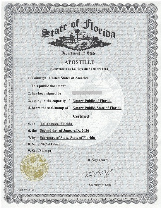 Florida Hague apostille 2026 Florida apostille