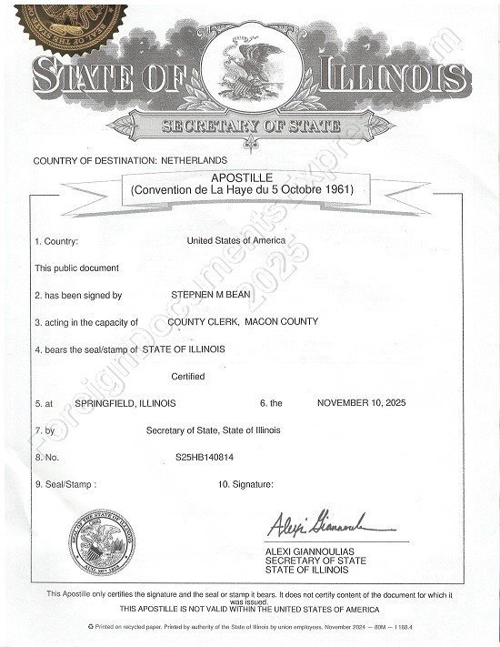 Illinois apostille Apostille from Illinois