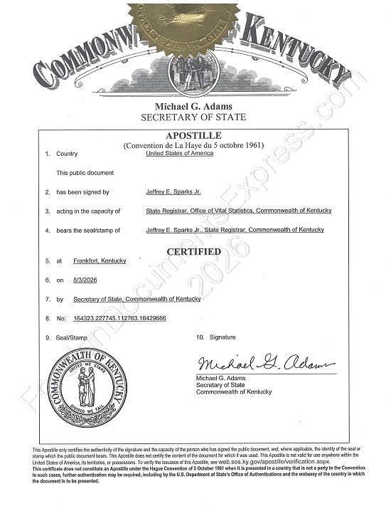 Kentucky Hague apostille