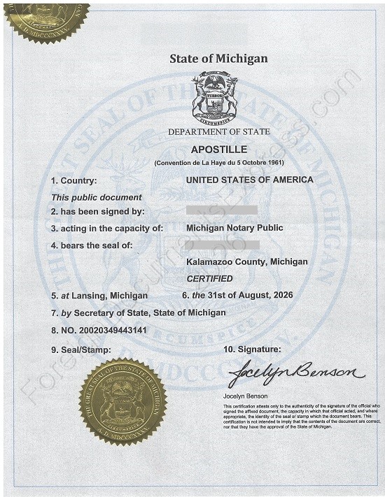 Michigan Hague apostille Michigan apostille