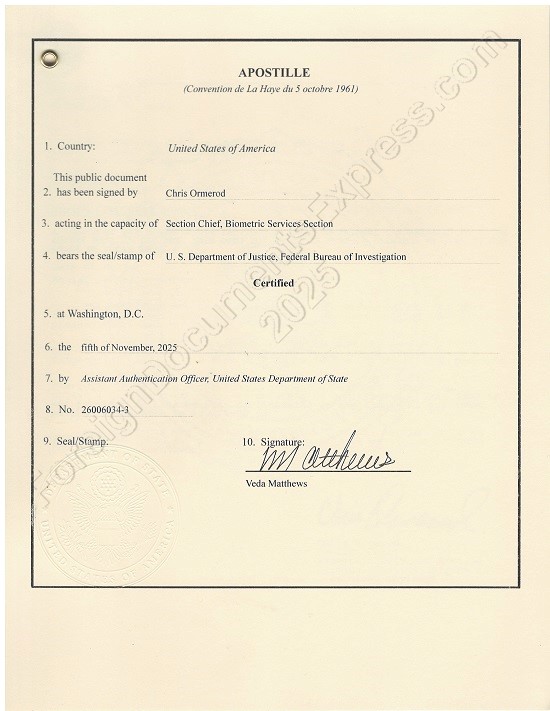 FBI federal apostille Federal apostille FBI