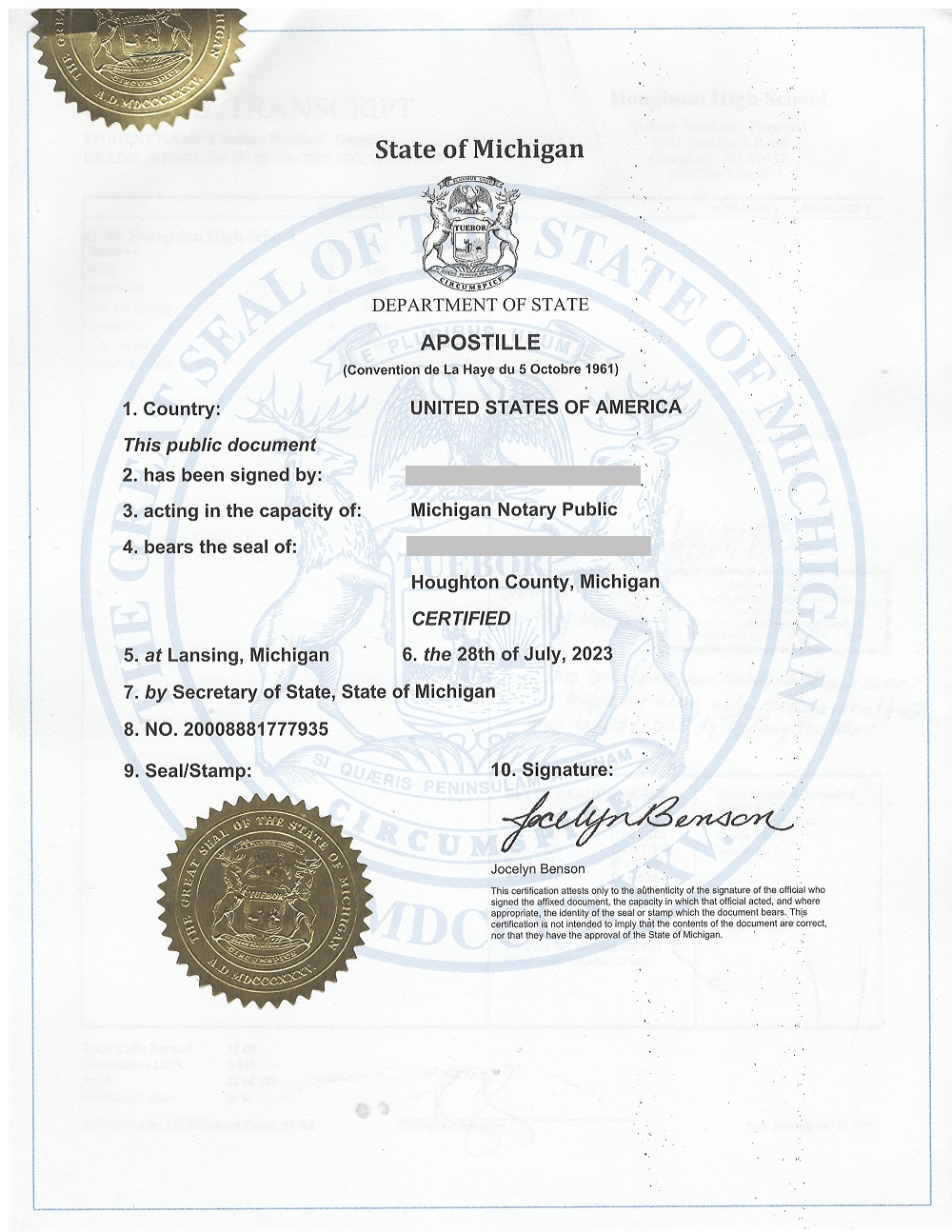 Michigan U.S. Apostille Services
