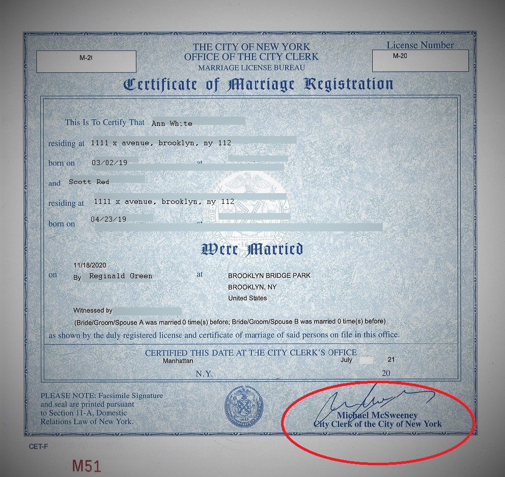 new york city marriage certificate extended front 2