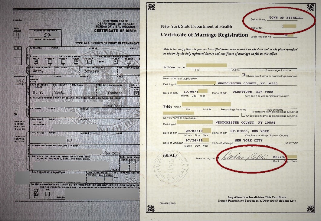 nys certificate of birth marraige