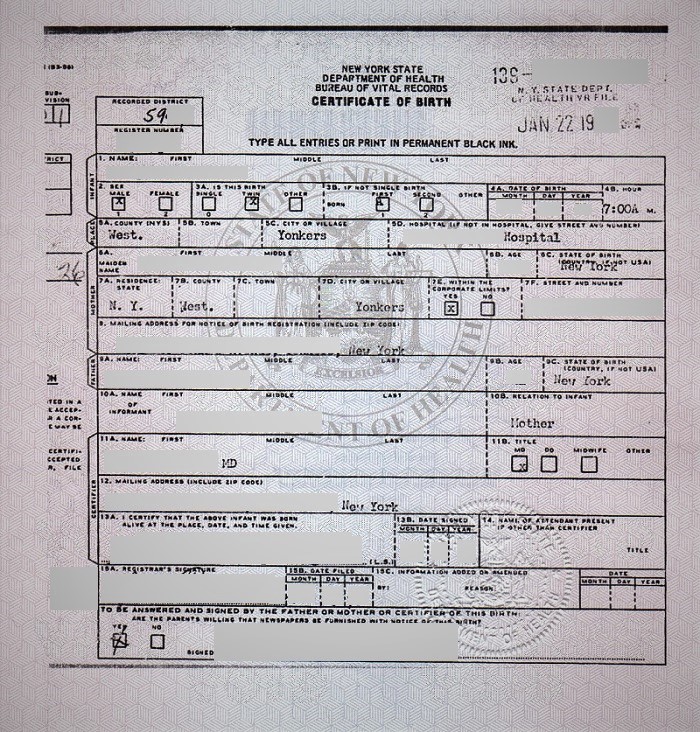 nys certificate of birth