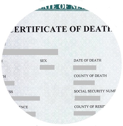 New York death certificates (Manhattan, Brooklyn, Bronx, Queens, Staten Island)
