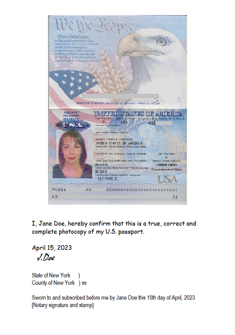 passport us sample statement