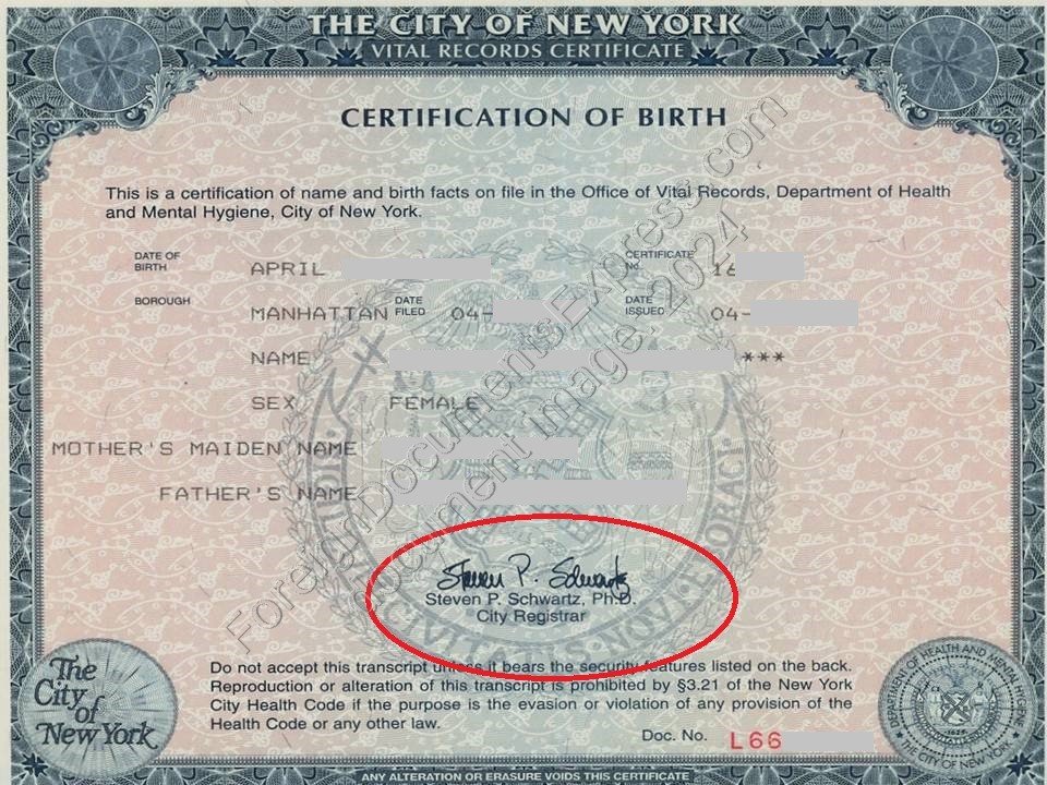 NYC Birth certificates U S Apostille Services